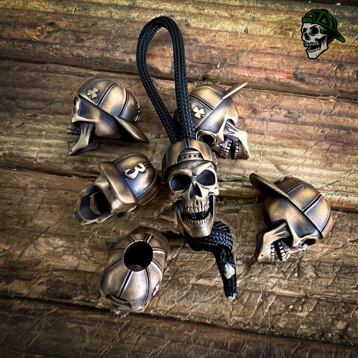 3Leaf Branded Skull Bead
