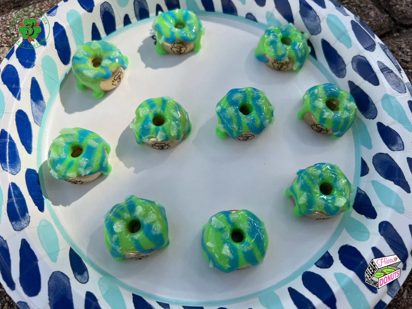 Special Edition Hurts Donuts Green & Blue w/ Glow Glass Sprinkles