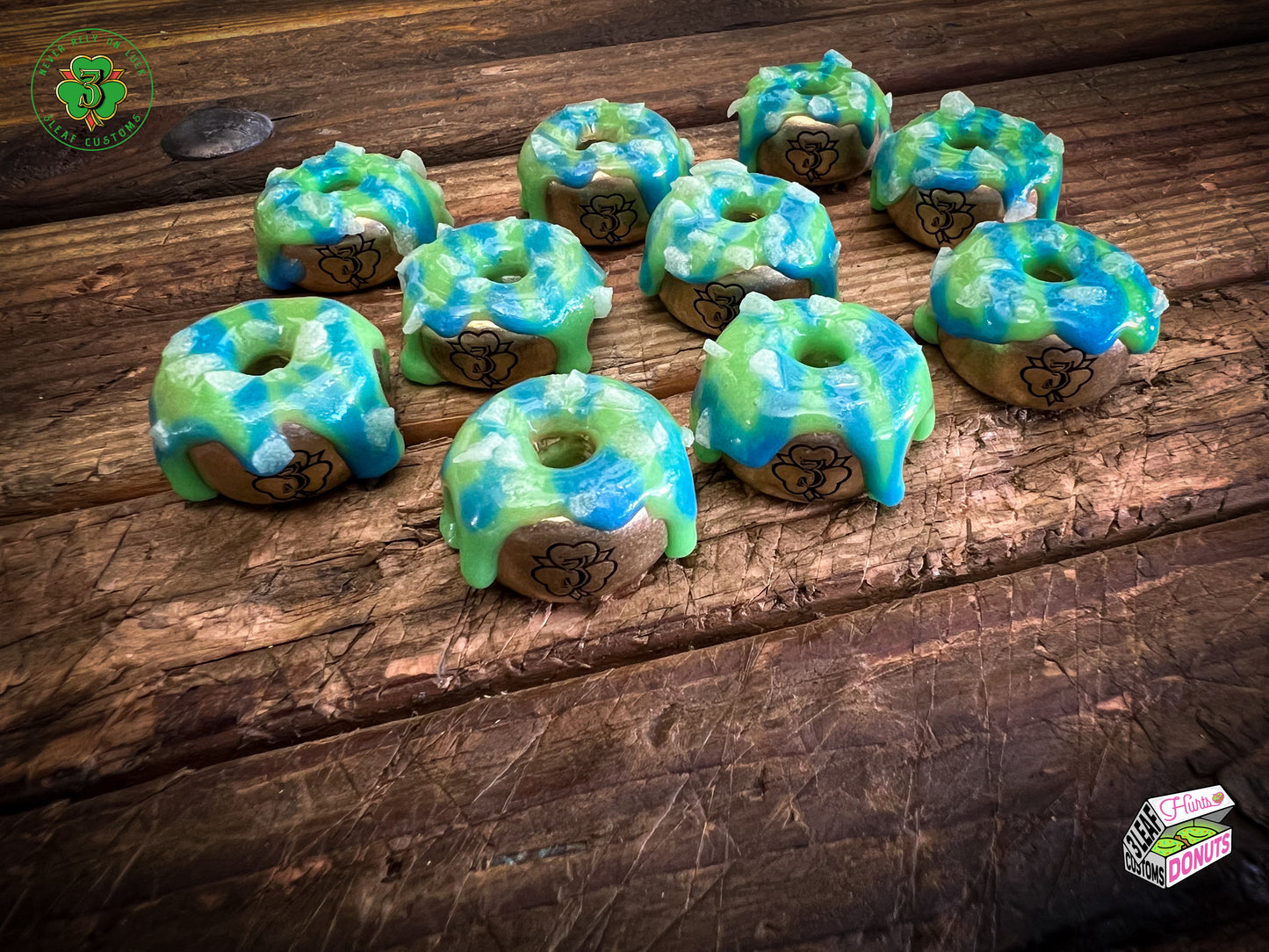 Special Edition Hurts Donuts Green & Blue w/ Glow Glass Sprinkles