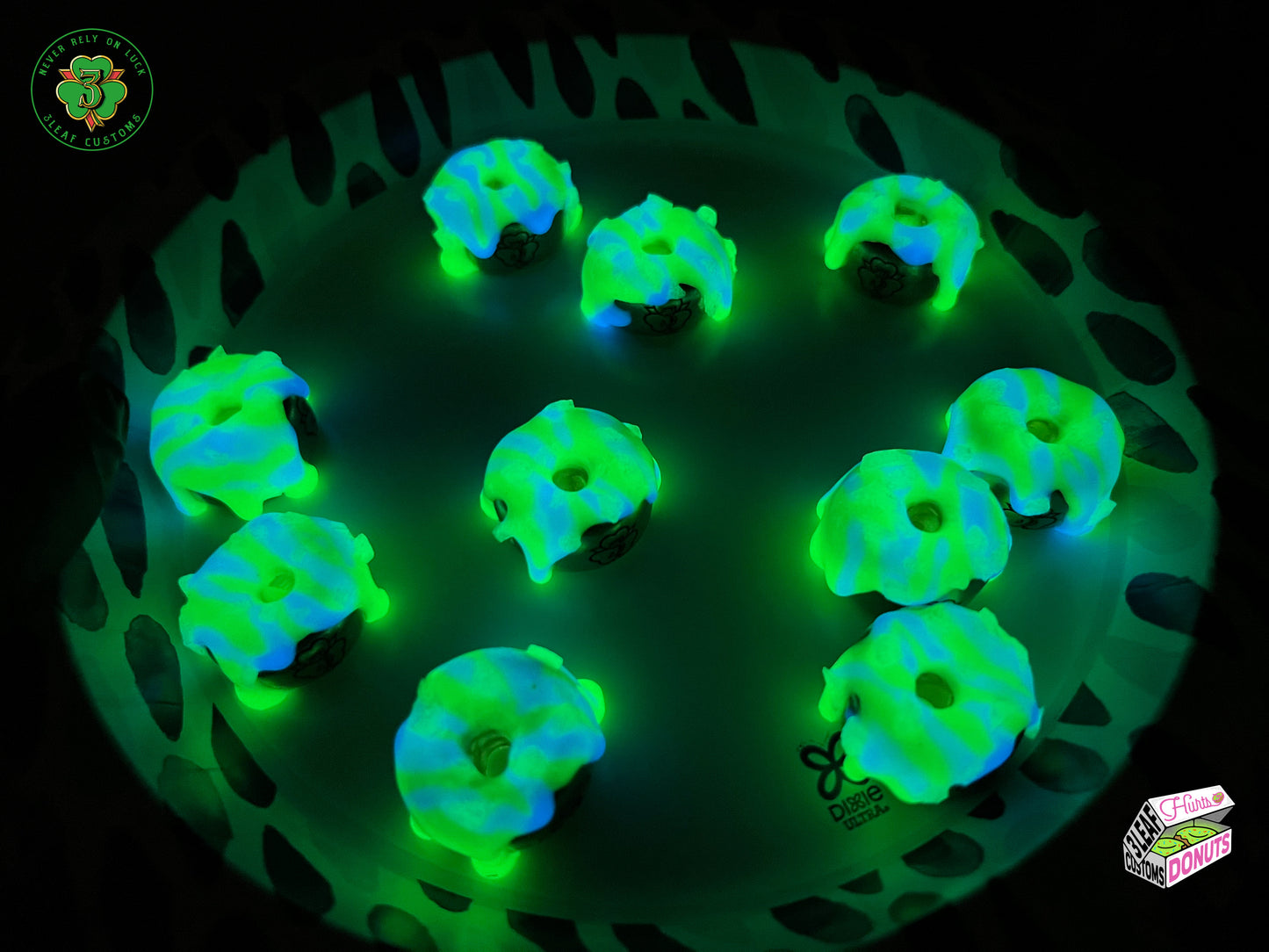 Special Edition Hurts Donuts Green & Blue w/ Glow Glass Sprinkles