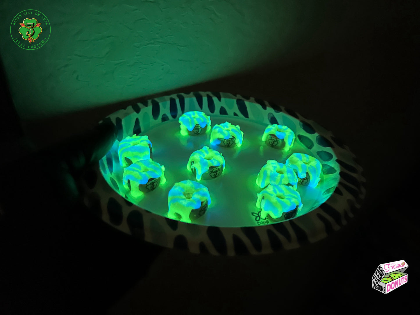 Special Edition Hurts Donuts Green & Blue w/ Glow Glass Sprinkles