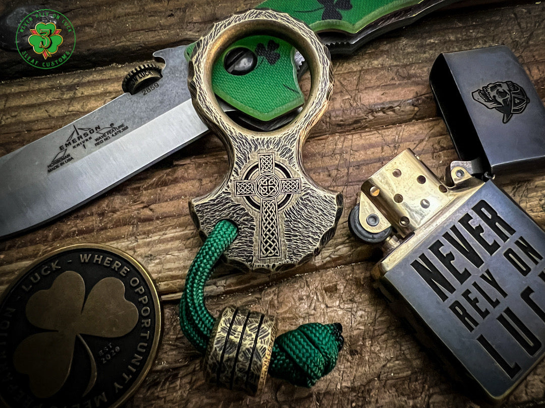 V2 Celtic Cross No Luck Charm w/ Sunburst Texturing & Rockwork