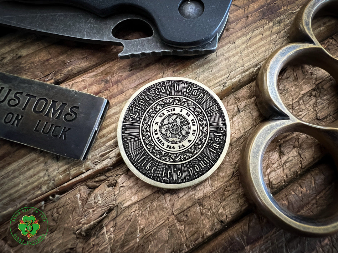 Memento Mori- Solid Brass Coin (Hand Finished)