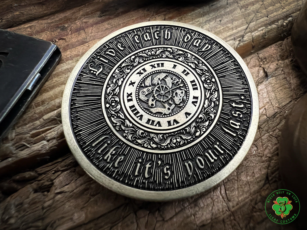 Memento Mori- Solid Brass Coin (Hand Finished)
