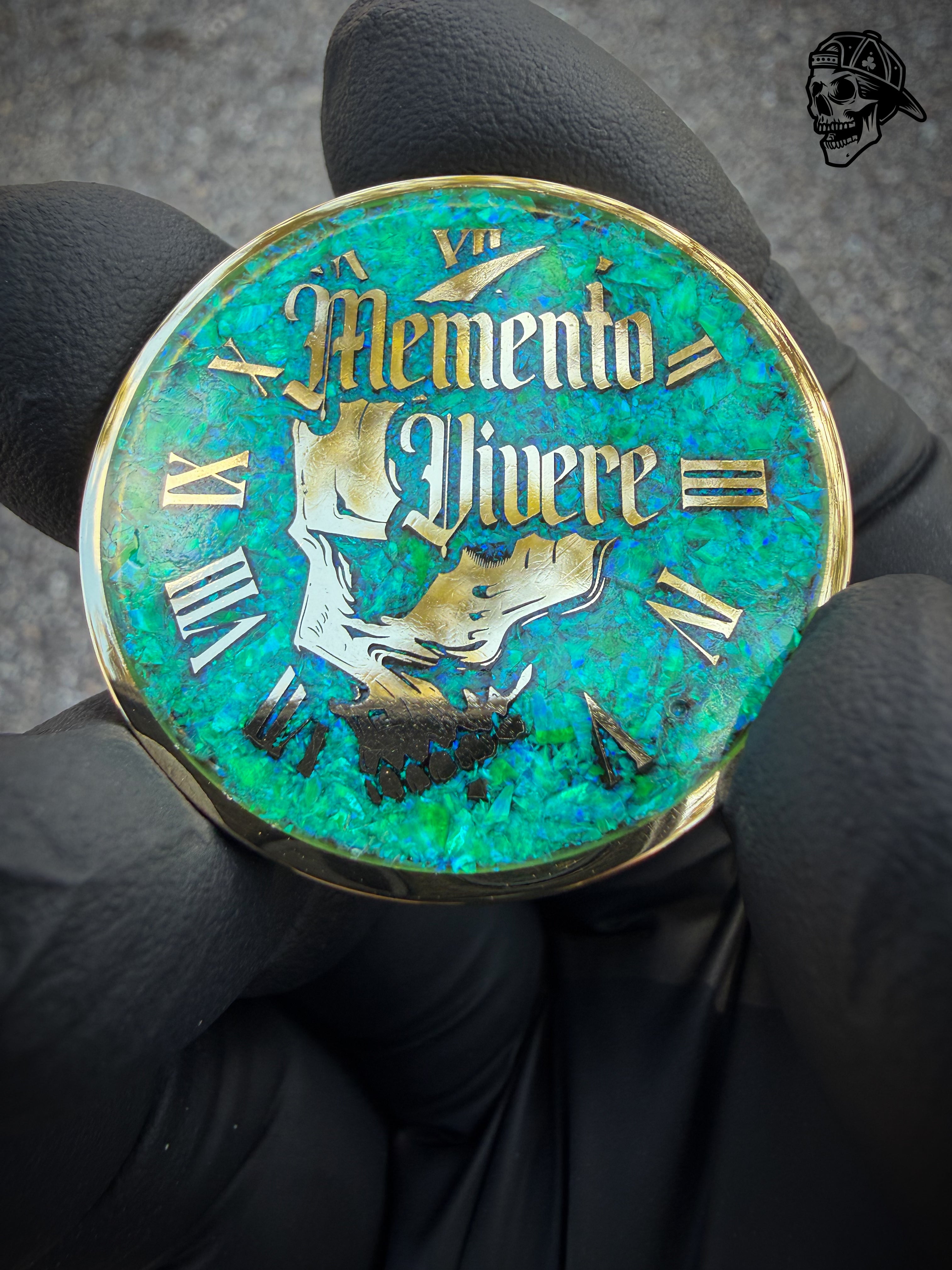 Nuclear Green Opal & Brass Memento Coin (UV Reactive)