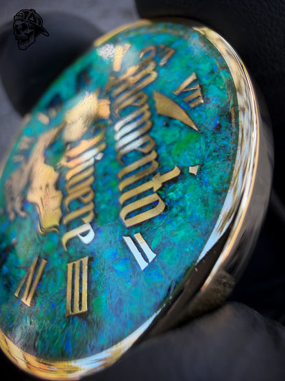 Nuclear Green Opal & Brass Memento Coin (UV Reactive)