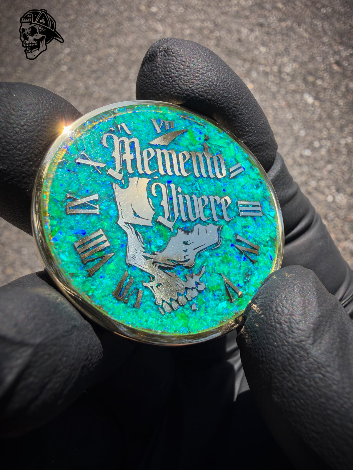 Nuclear Green Opal & Brass Memento Coin (UV Reactive)