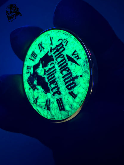 Nuclear Green Opal & Brass Memento Coin (UV Reactive)