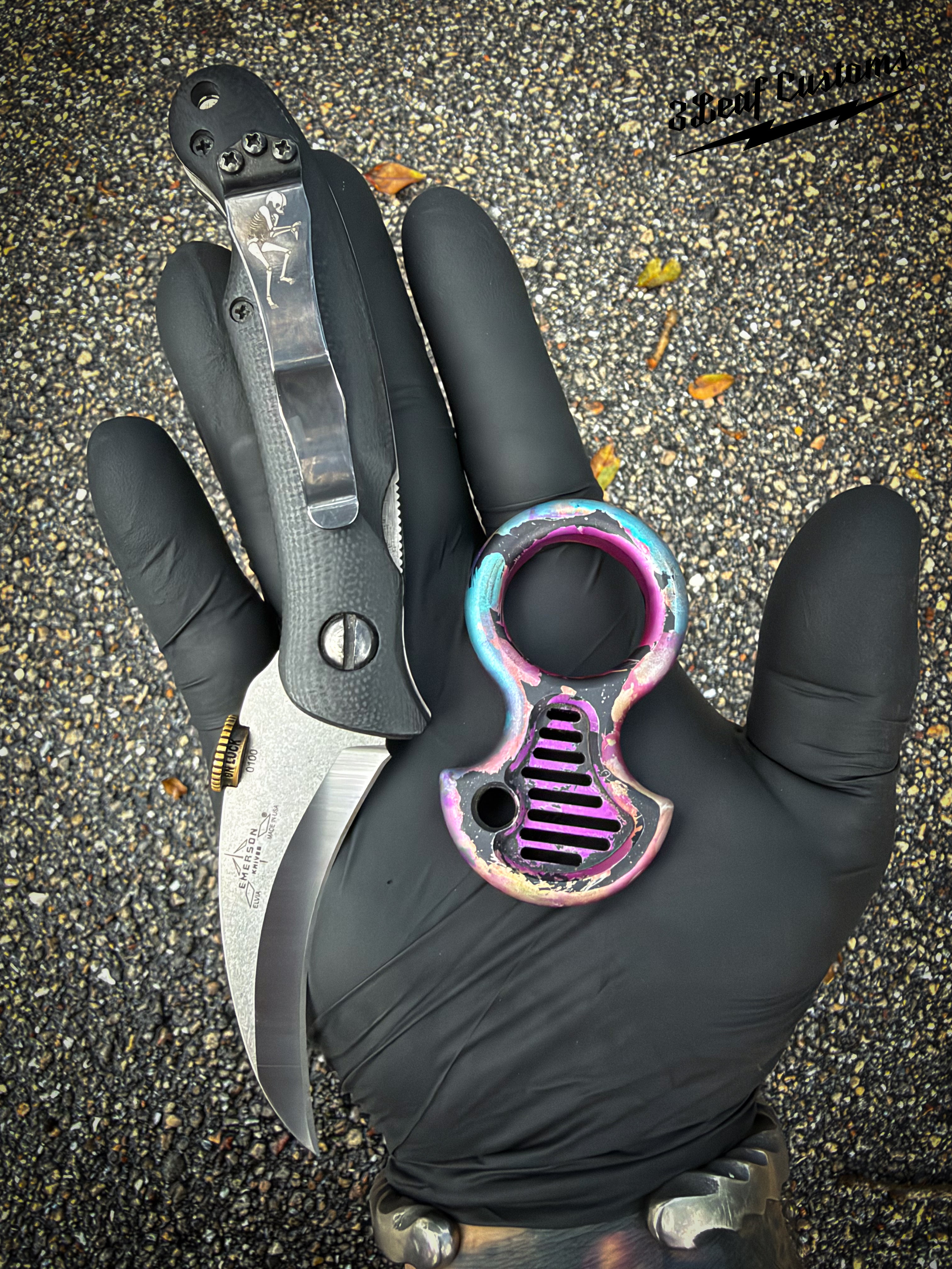 One-off Vented Aluminum No Luck Charm (Splatter Anodized)