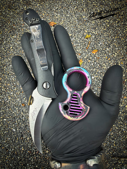 One-off Vented Aluminum No Luck Charm (Splatter Anodized)