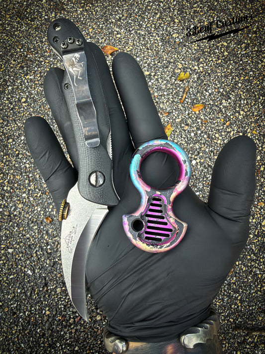 One-off Vented Aluminum No Luck Charm (Splatter Anodized)