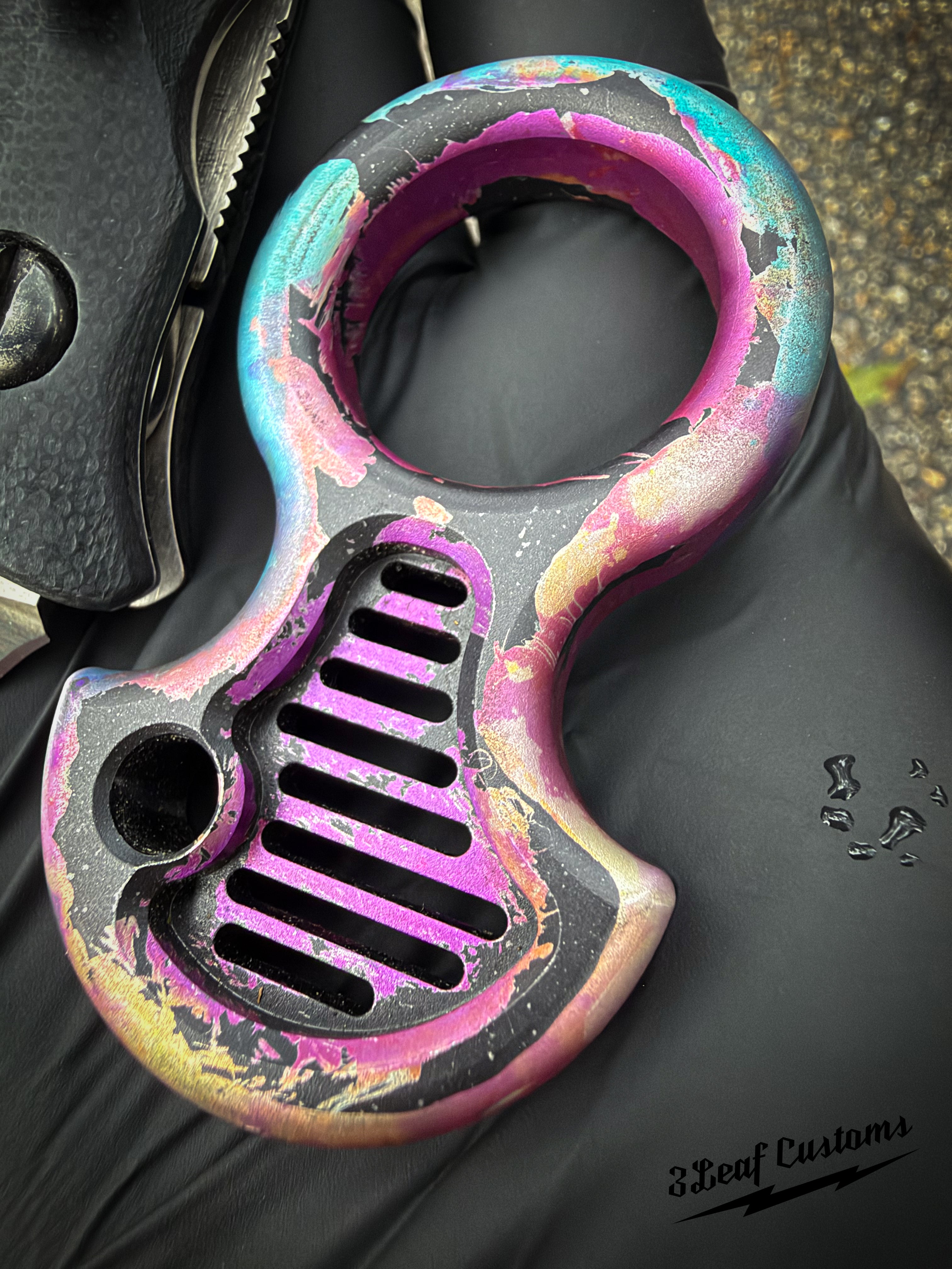 One-off Vented Aluminum No Luck Charm (Splatter Anodized)