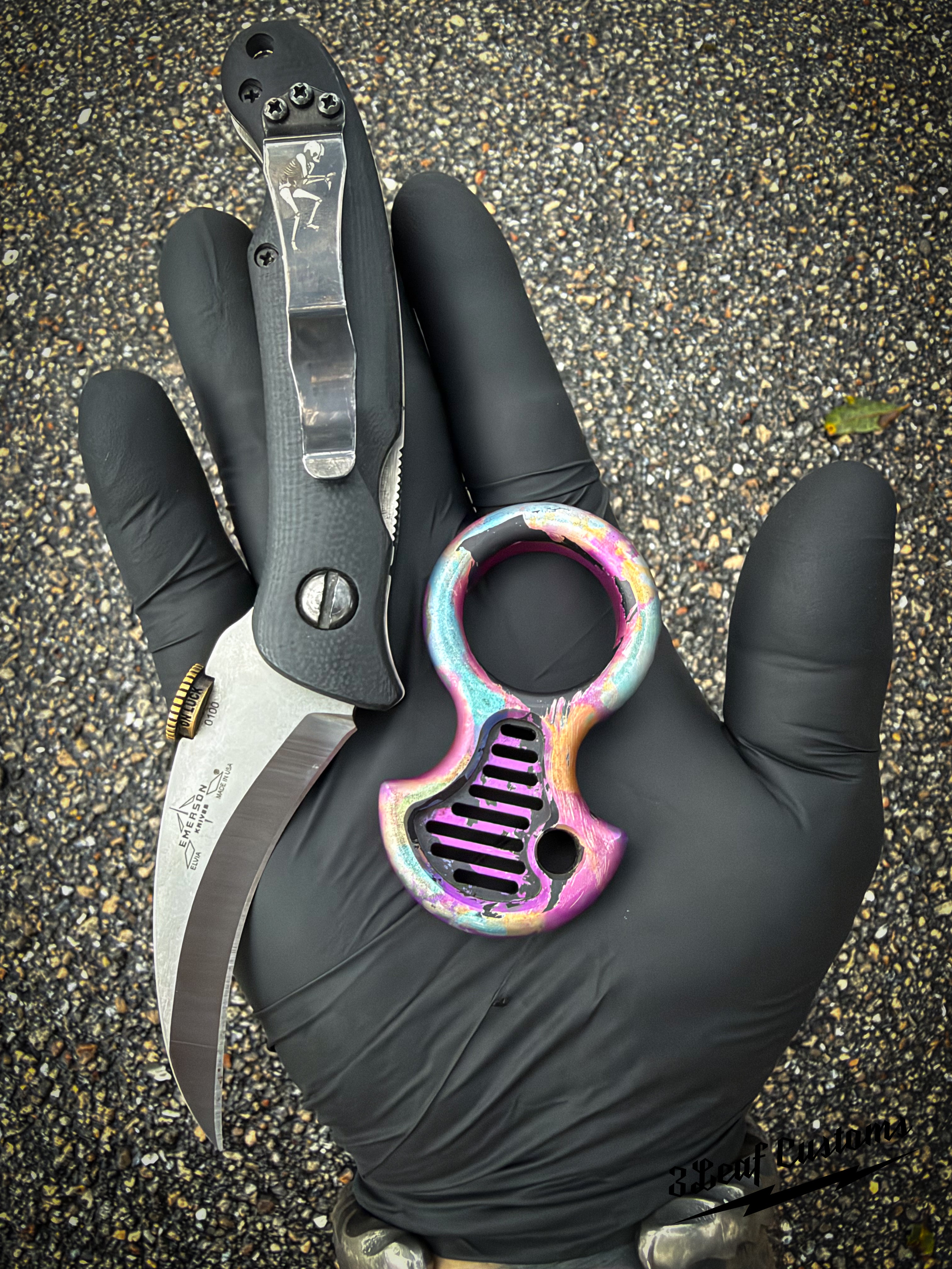 One-off Vented Aluminum No Luck Charm (Splatter Anodized)