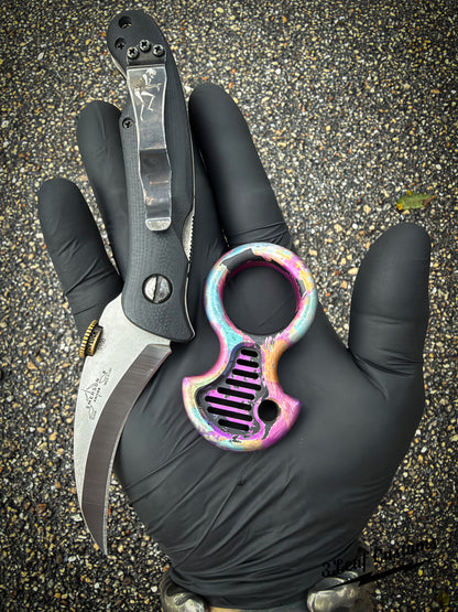 One-off Vented Aluminum No Luck Charm (Splatter Anodized)