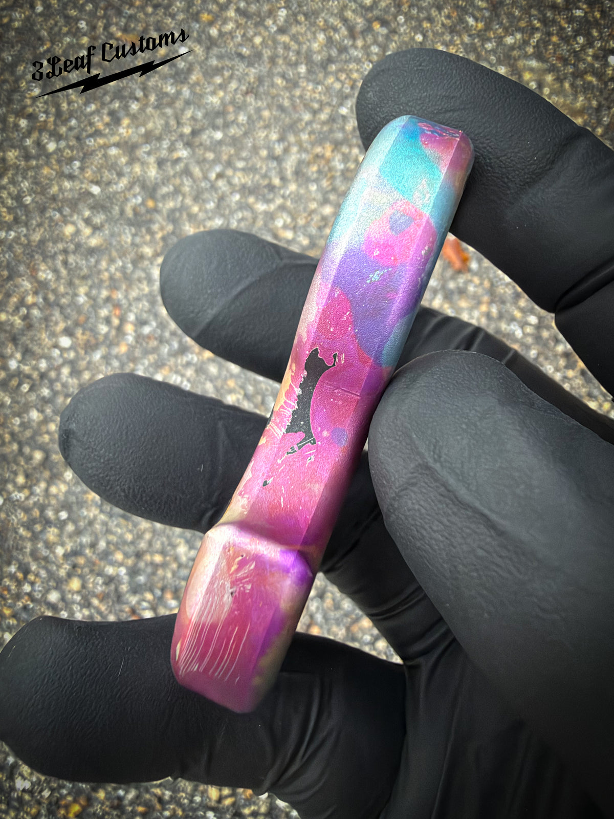 One-off Vented Aluminum No Luck Charm (Splatter Anodized)
