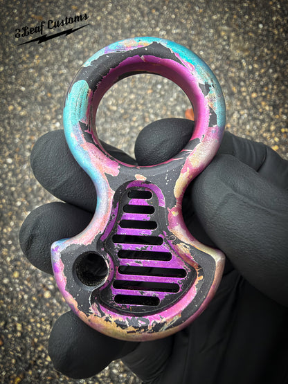 One-off Vented Aluminum No Luck Charm (Splatter Anodized)
