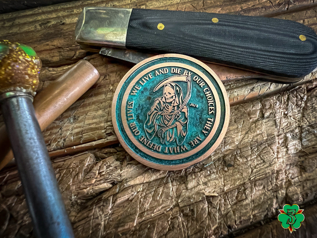 Reaper & Phoenix Coin- Copper w/ Green Patina