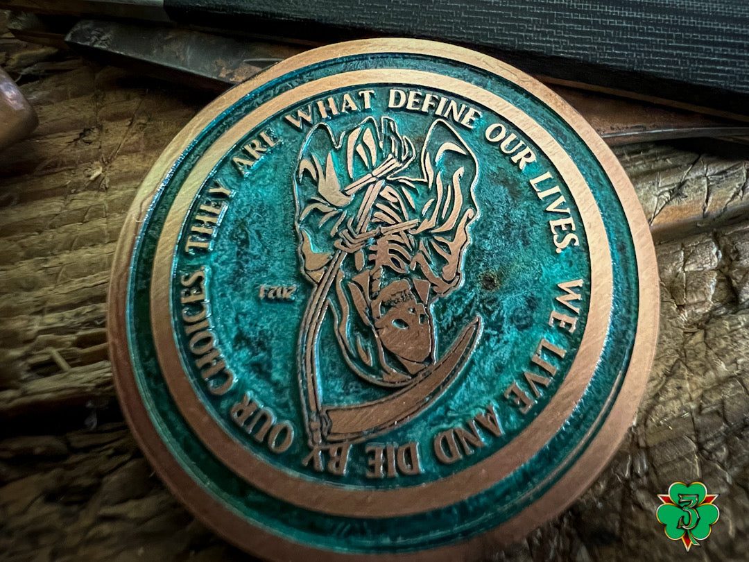 Reaper & Phoenix Coin- Copper w/ Green Patina