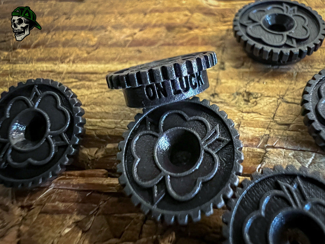 Thumb Discs- Blacked Out Brass (made to fit EKI Knives)**