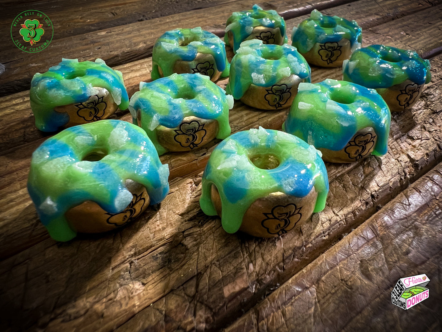 Special Edition Hurts Donuts Green & Blue w/ Glow Glass Sprinkles