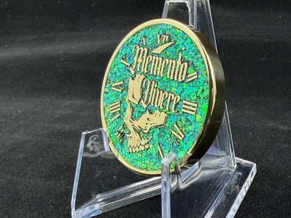 Memento Mori/Vivere Challenge Coin w/Nitro Green Opal inlay