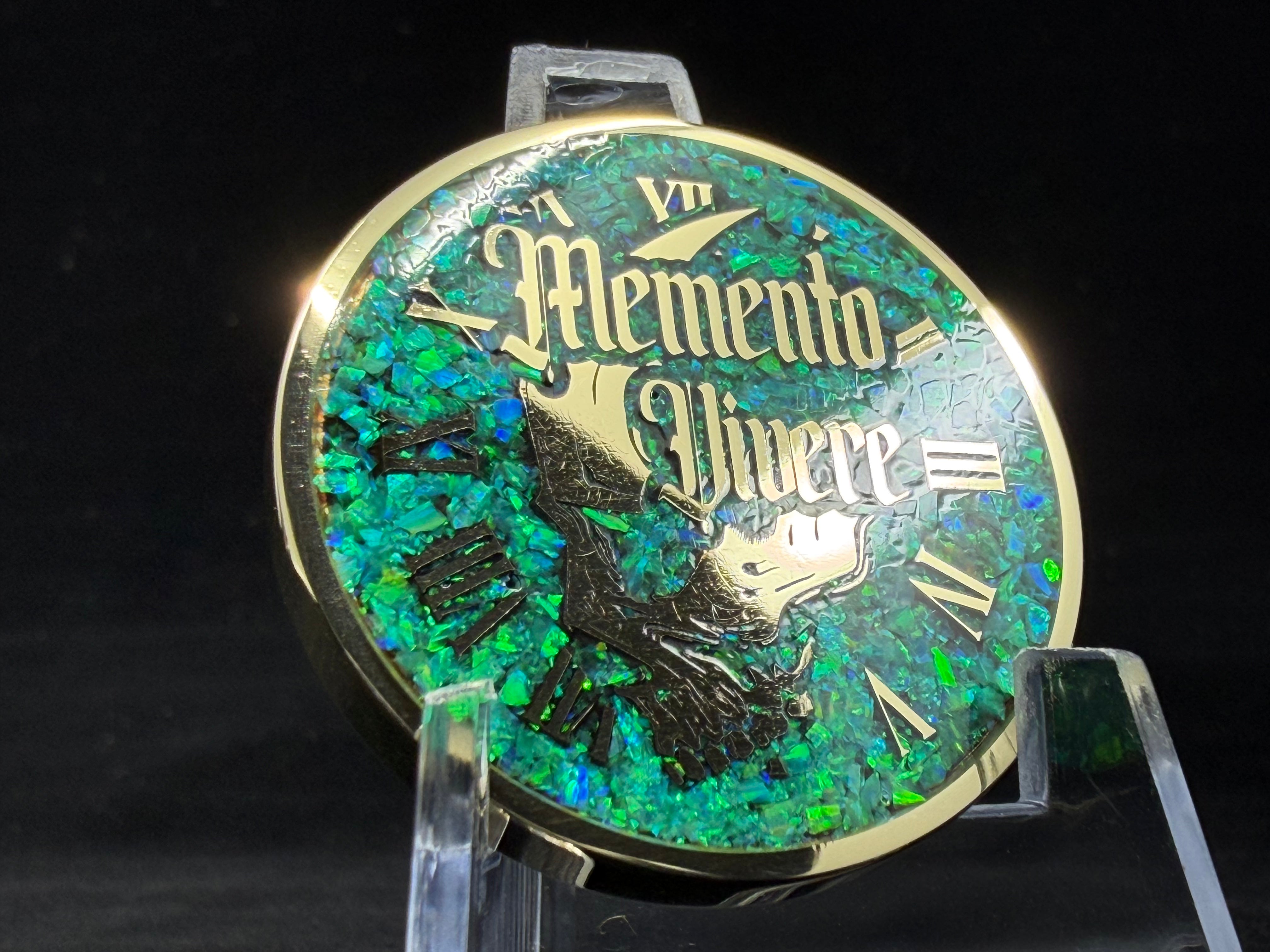 Memento Mori/Vivere Challenge Coin w/Nitro Green Opal inlay