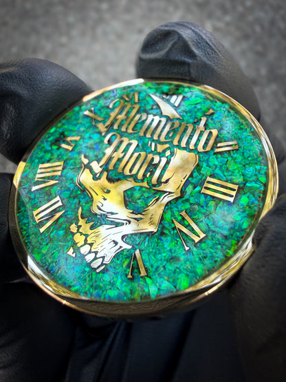 Memento Mori/Vivere Challenge Coin w/Nitro Green Opal inlay