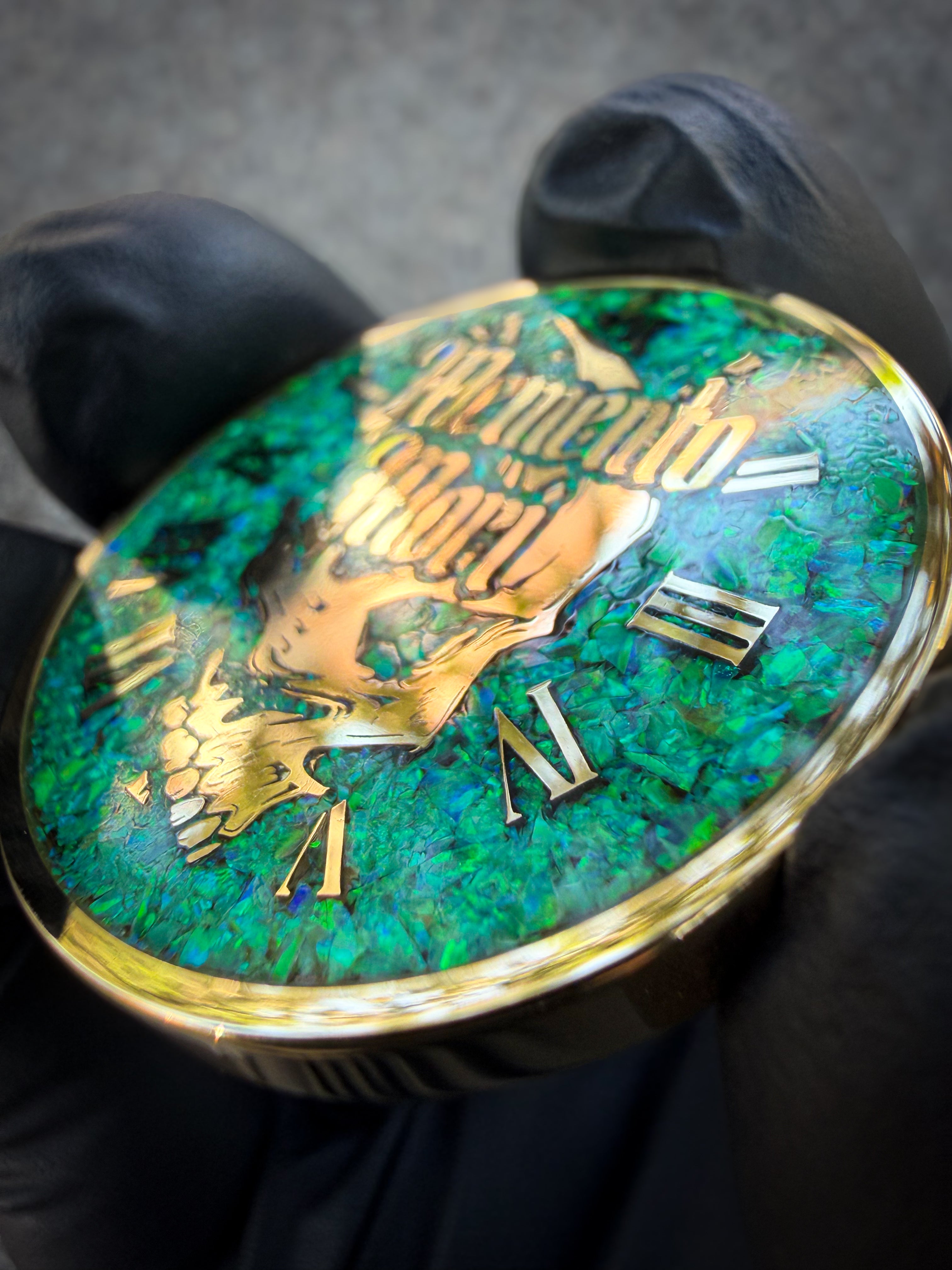 Memento Mori/Vivere Challenge Coin w/Nitro Green Opal inlay