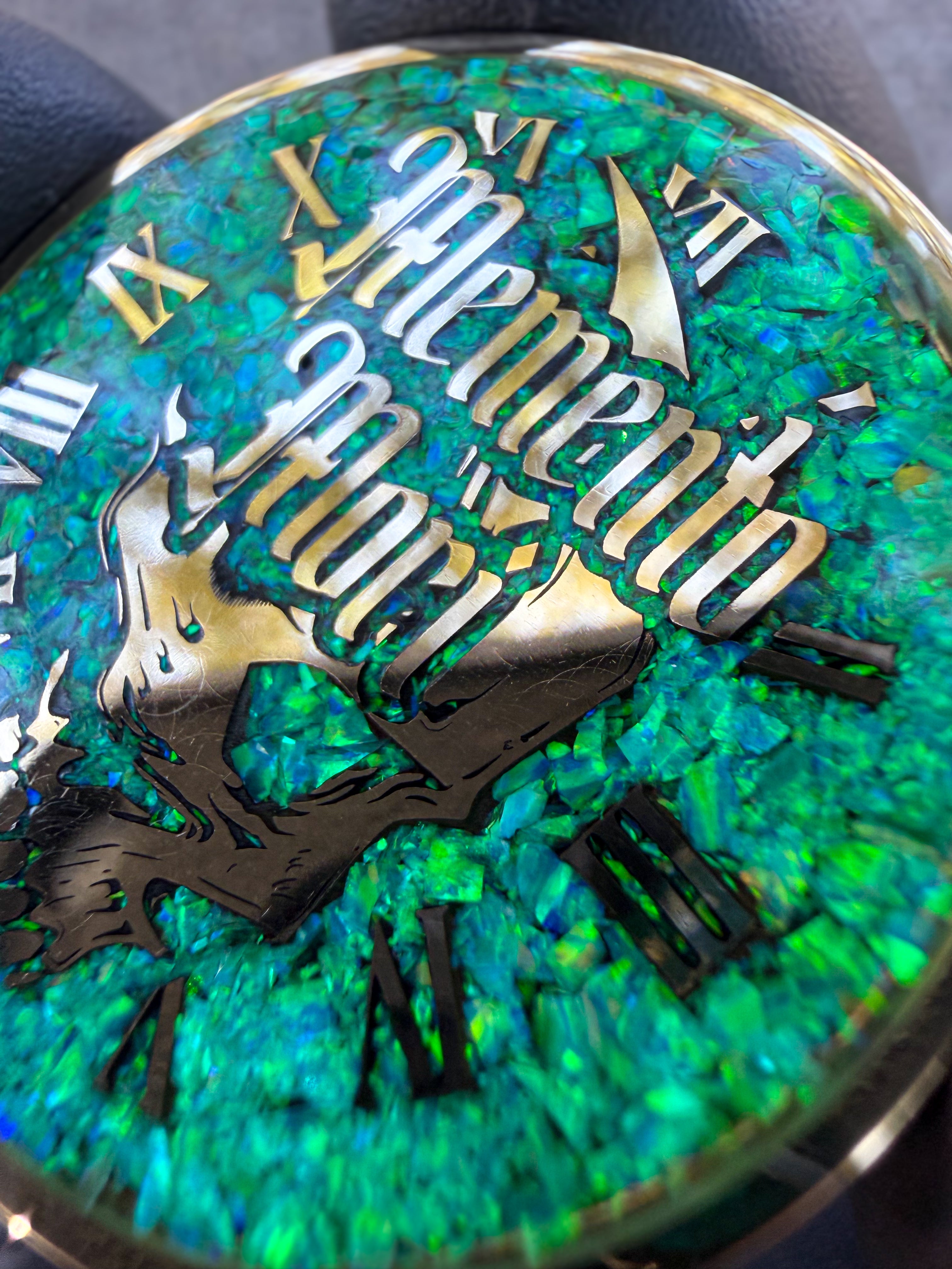 Memento Mori/Vivere Challenge Coin w/Nitro Green Opal inlay