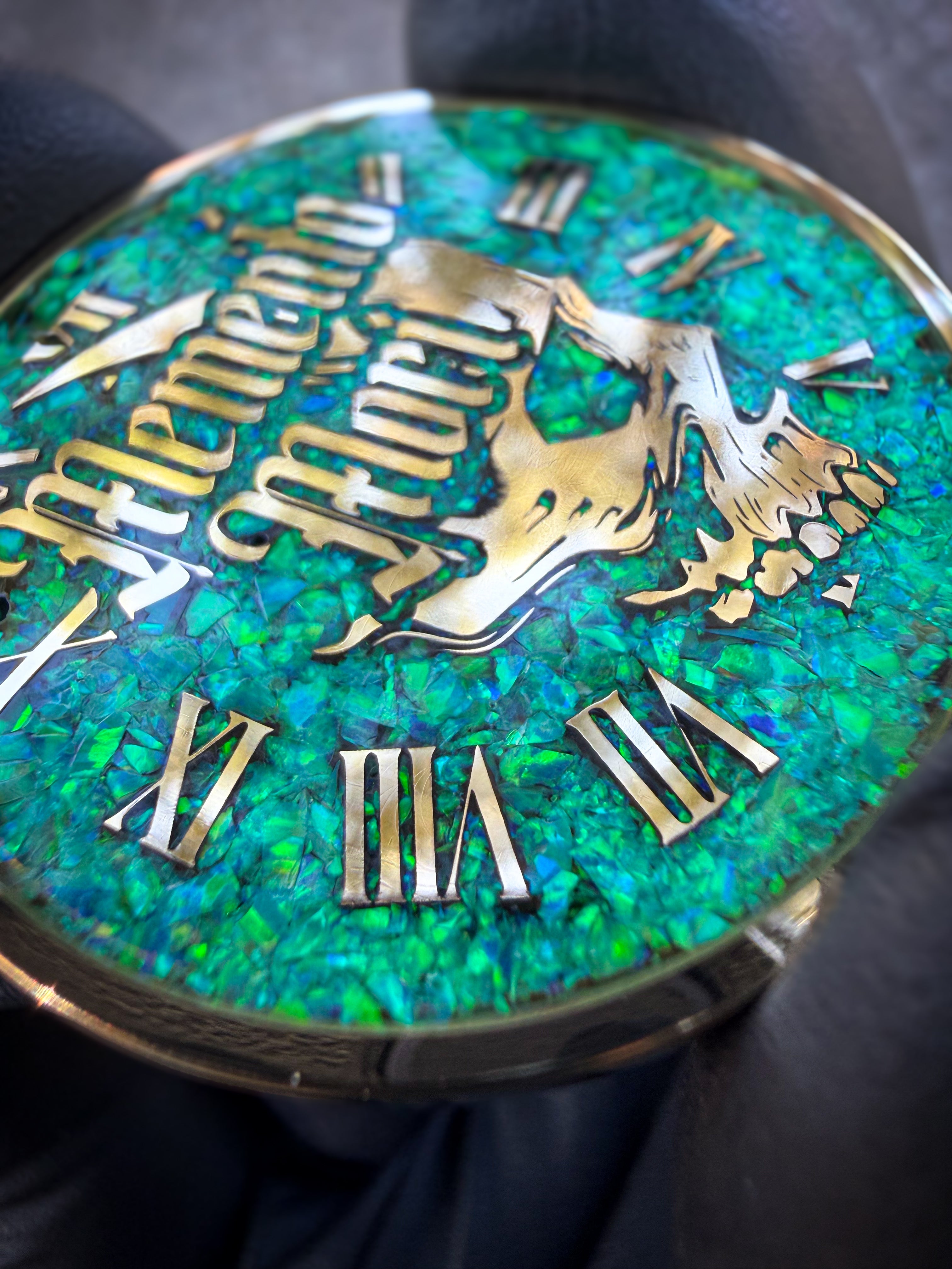 Memento Mori/Vivere Challenge Coin w/Nitro Green Opal inlay
