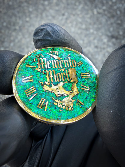 Memento Mori/Vivere Challenge Coin w/Nitro Green Opal inlay