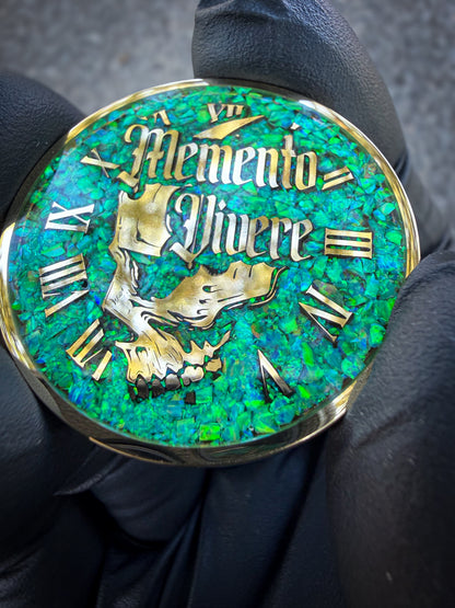 Memento Mori/Vivere Challenge Coin w/Nitro Green Opal inlay
