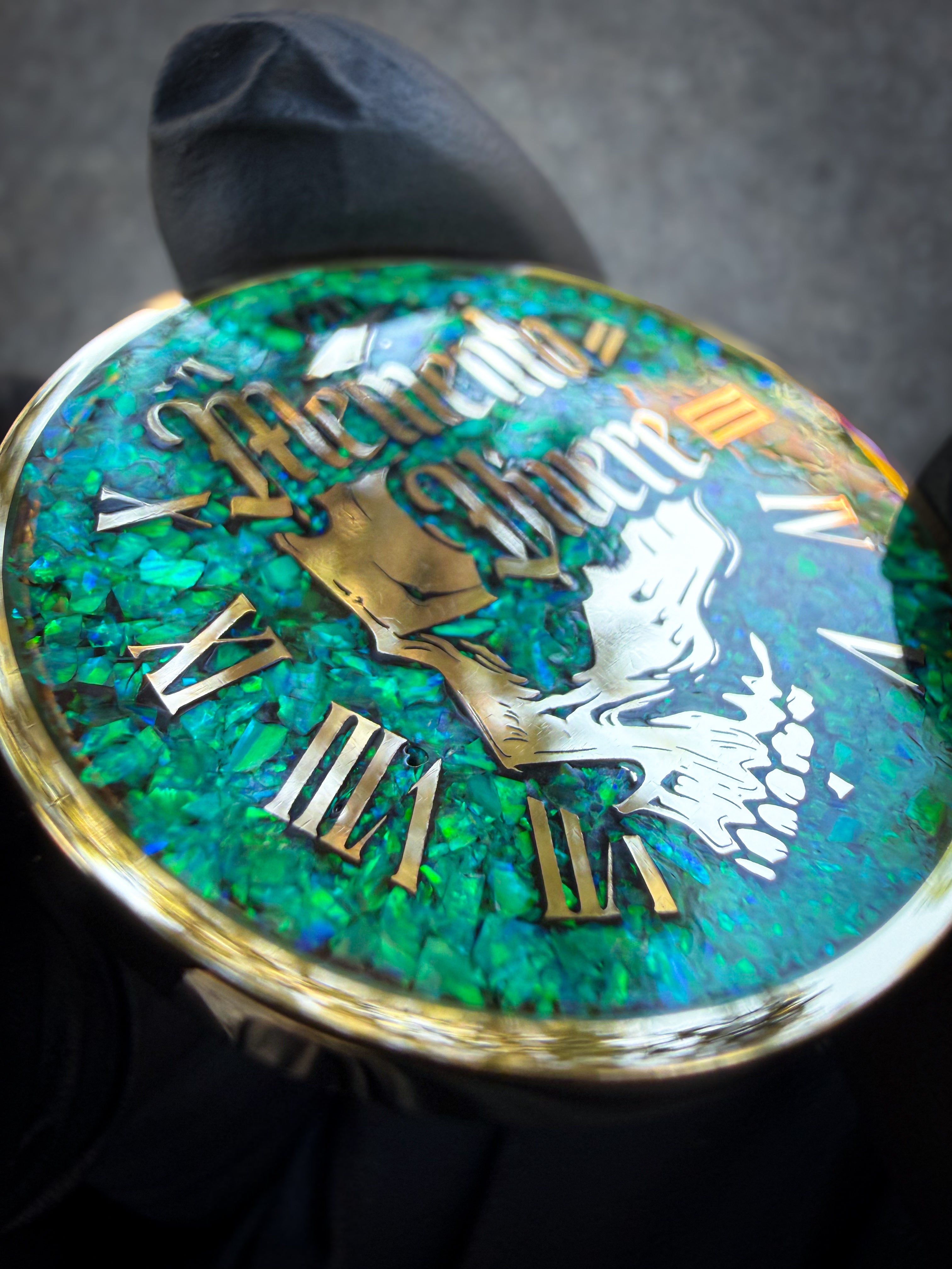 Memento Mori/Vivere Challenge Coin w/Nitro Green Opal inlay