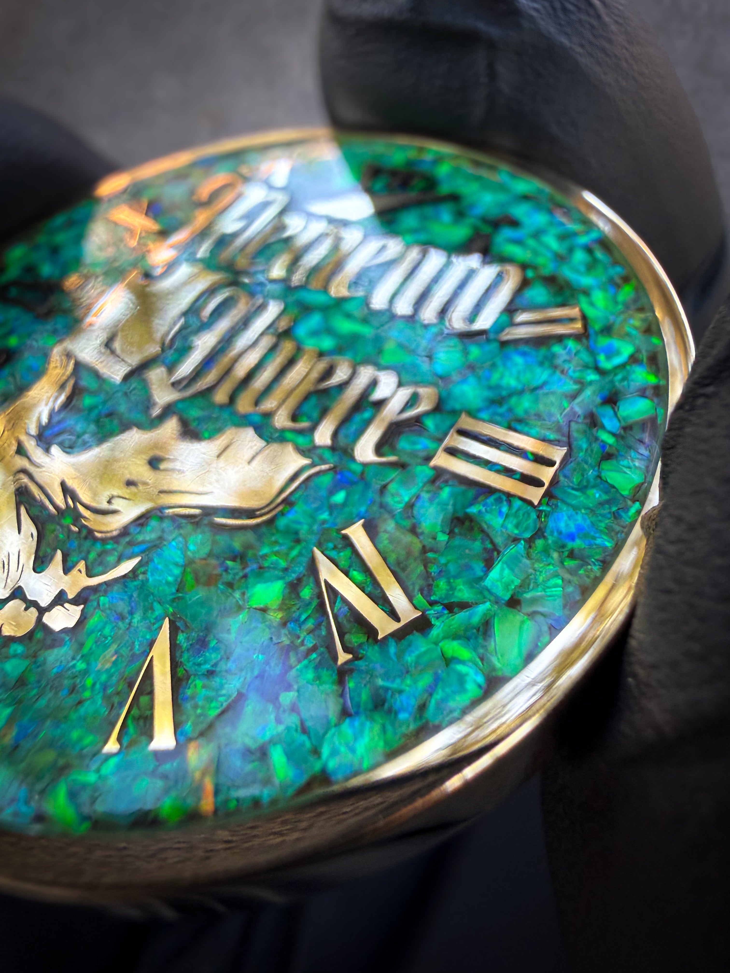 Memento Mori/Vivere Challenge Coin w/Nitro Green Opal inlay