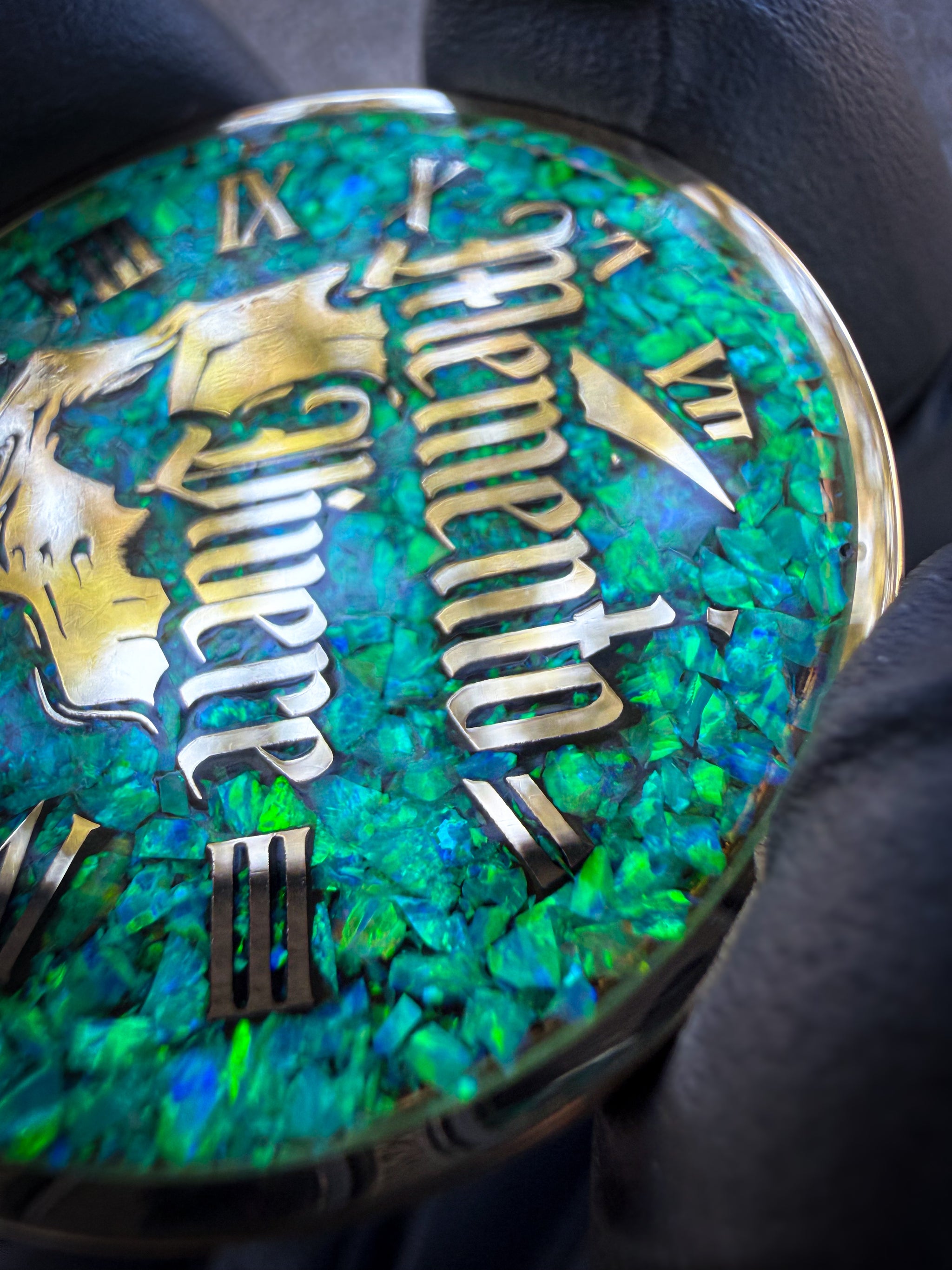 Memento Mori/Vivere Challenge Coin w/Nitro Green Opal inlay