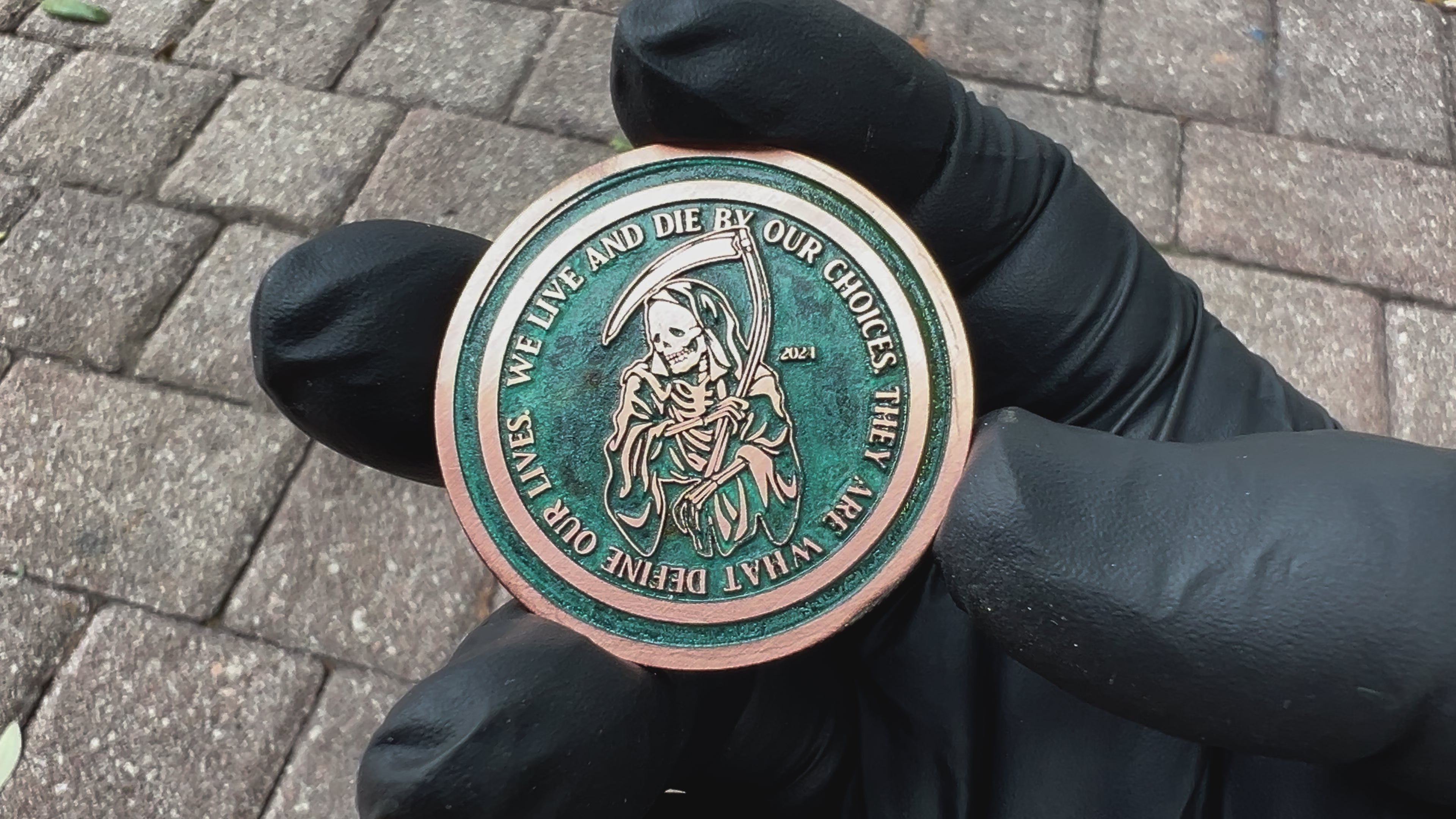 Reaper & Phoenix Coin- Copper w/ Green Patina