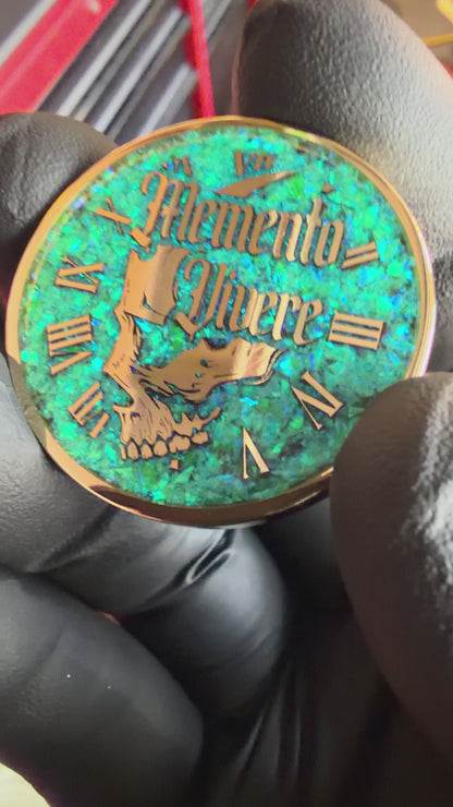 Nuclear Green Opal & Brass Memento Coin (UV Reactive)