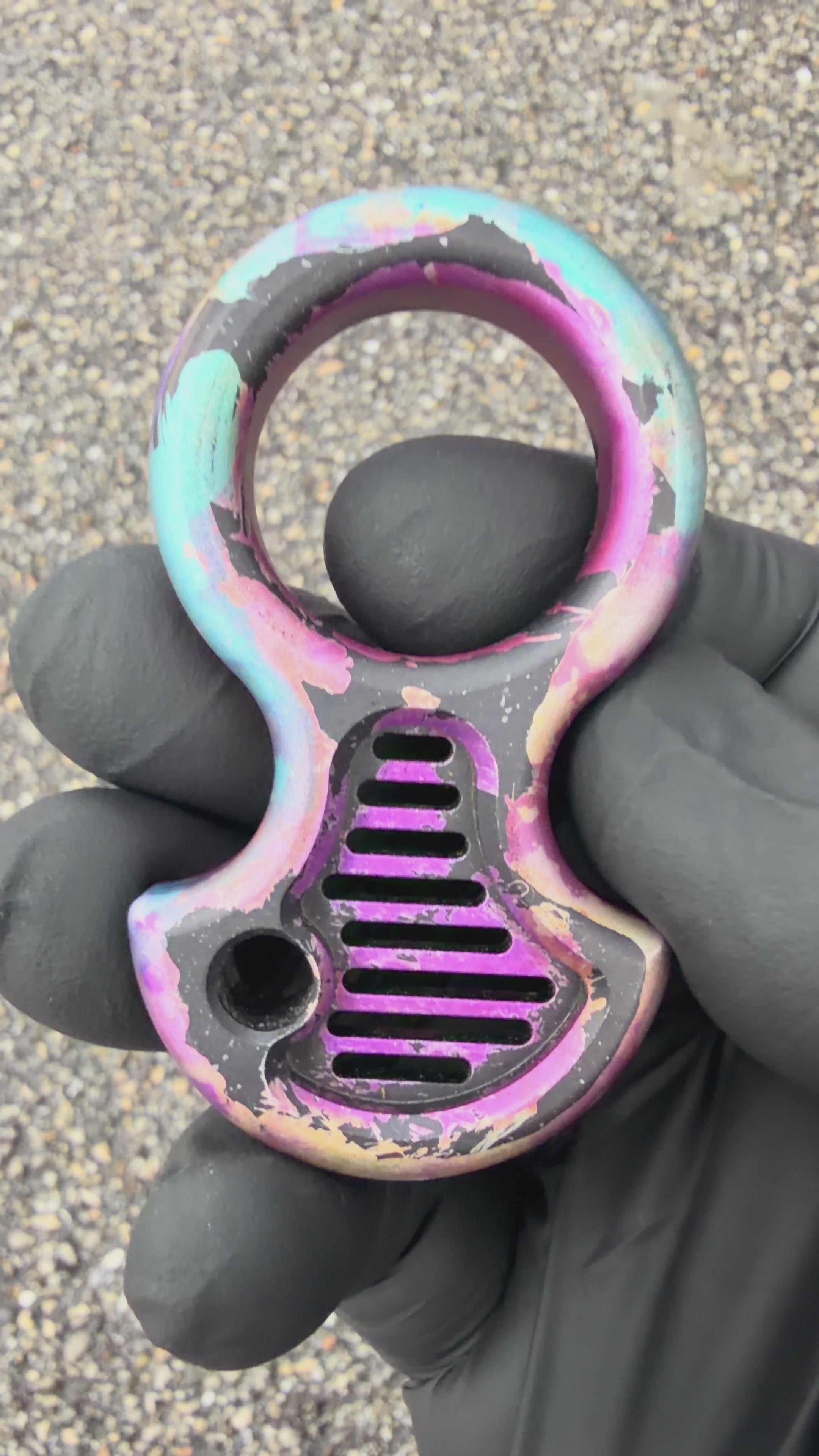 One-off Vented Aluminum No Luck Charm (Splatter Anodized)