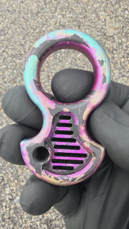 One-off Vented Aluminum No Luck Charm (Splatter Anodized)