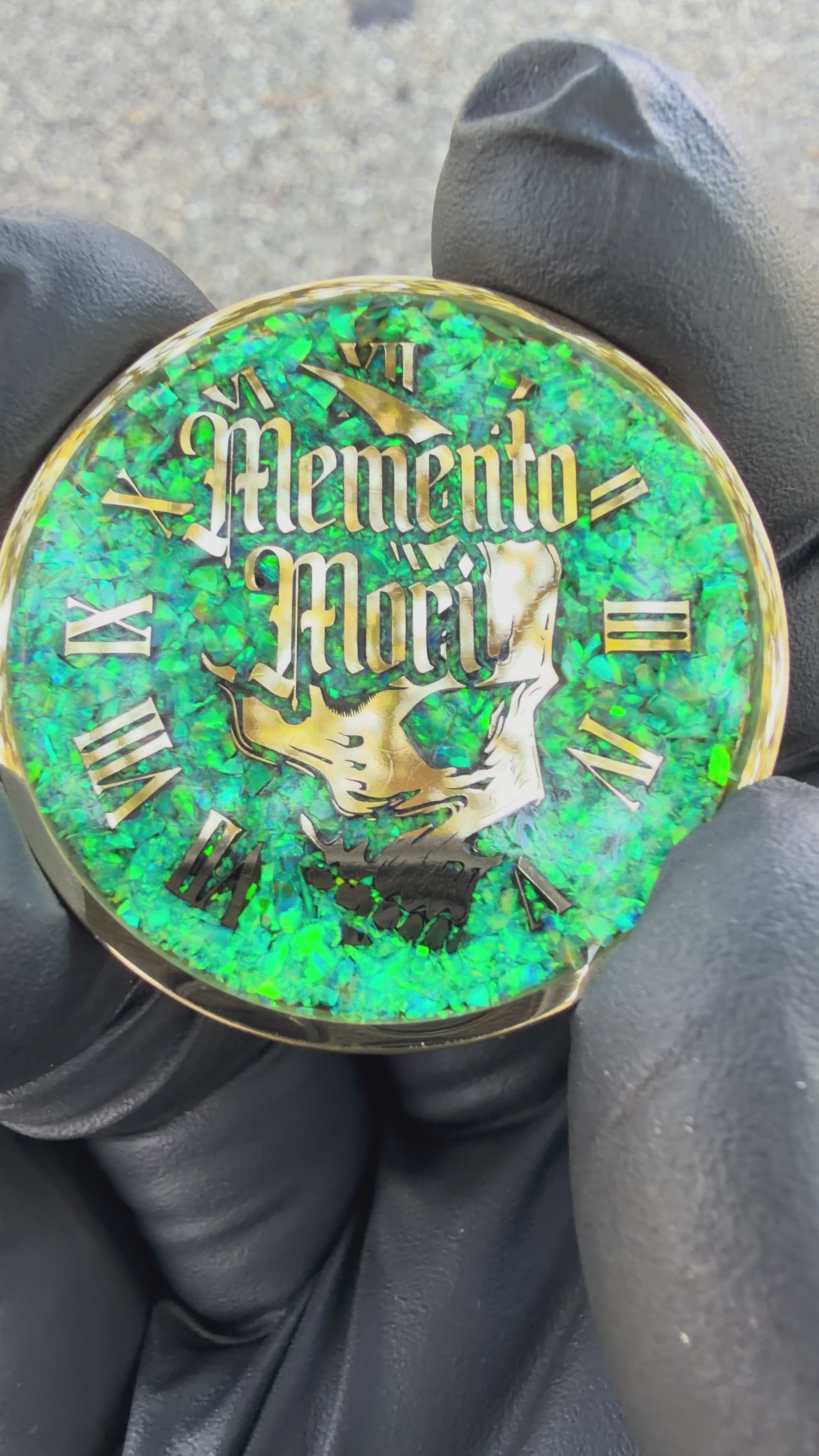 Memento Mori/Vivere Challenge Coin w/Nitro Green Opal inlay
