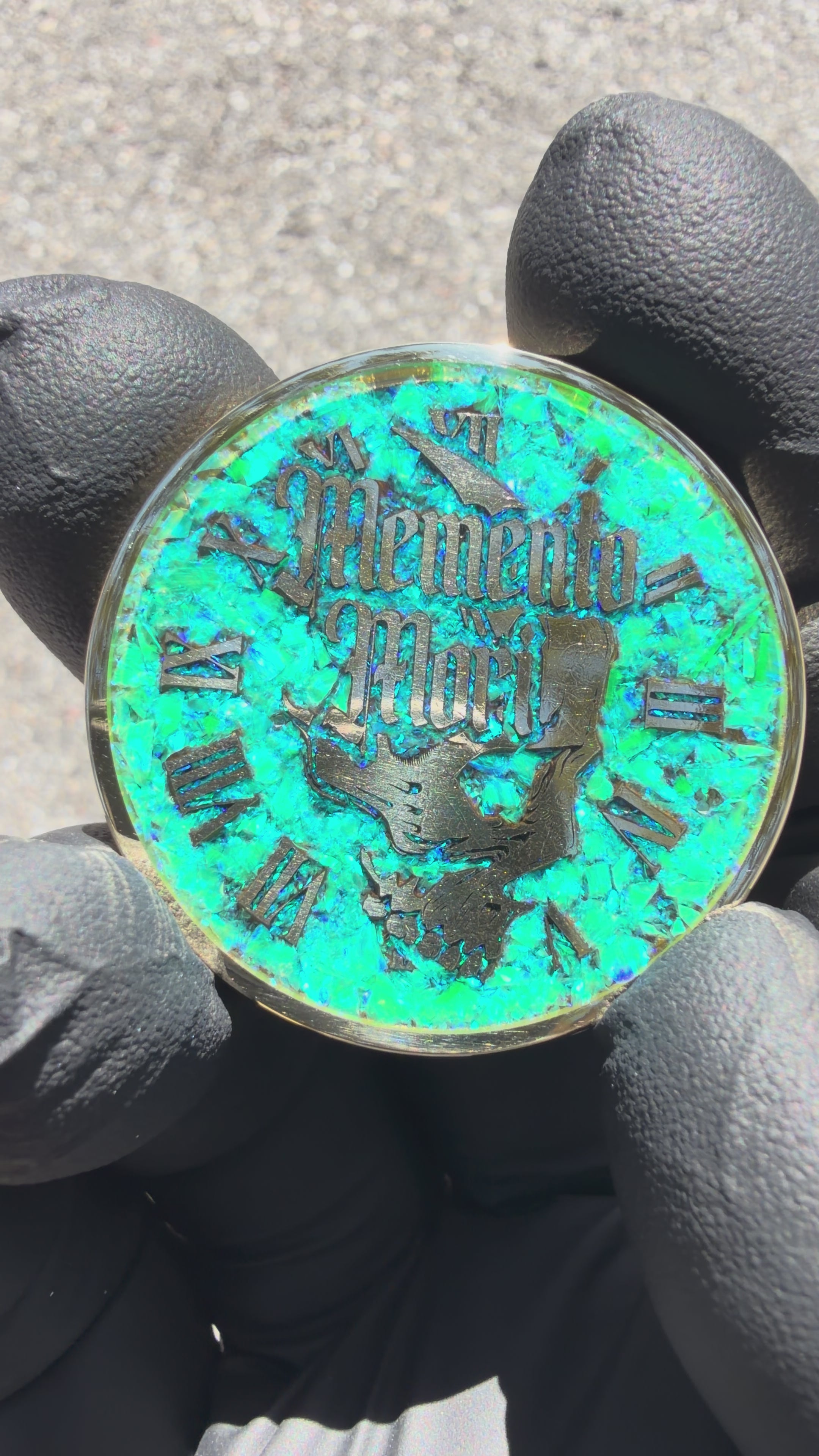 Nuclear Green Opal & Brass Memento Coin (UV Reactive)