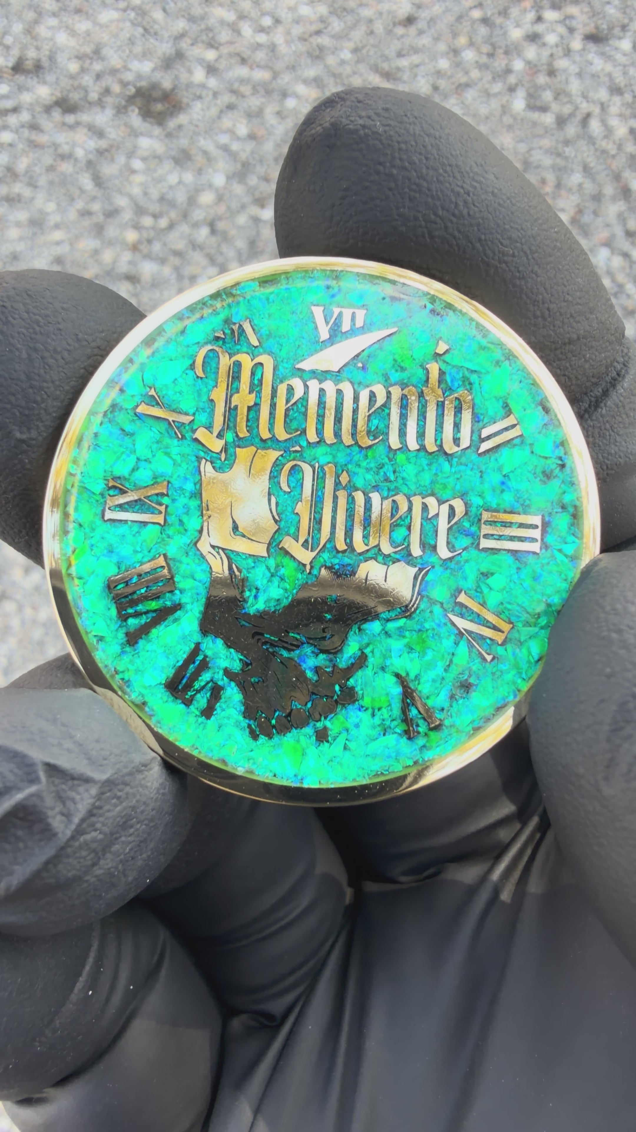 Nuclear Green Opal & Brass Memento Coin (UV Reactive)